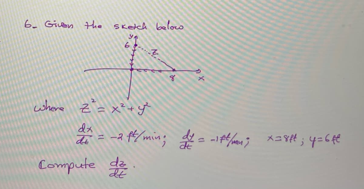 6 Gilen the
Sketch beloo
cwhere z=x=+t
Z=x²+g
会= -a rmin, =han スコタ#; 4=C代
dx
= -3
Compute de.
