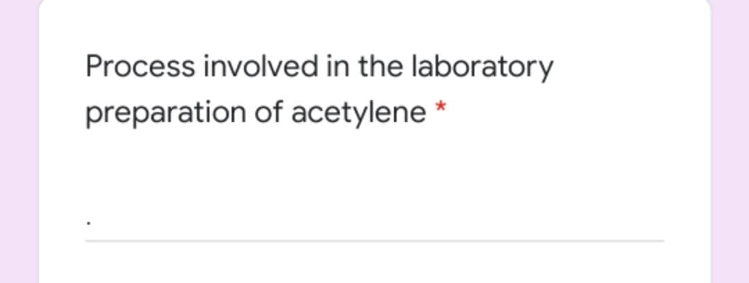 Process involved in the laboratory
preparation of acetylene
