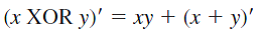 (x XOR y)' = xy + (x + y)'
