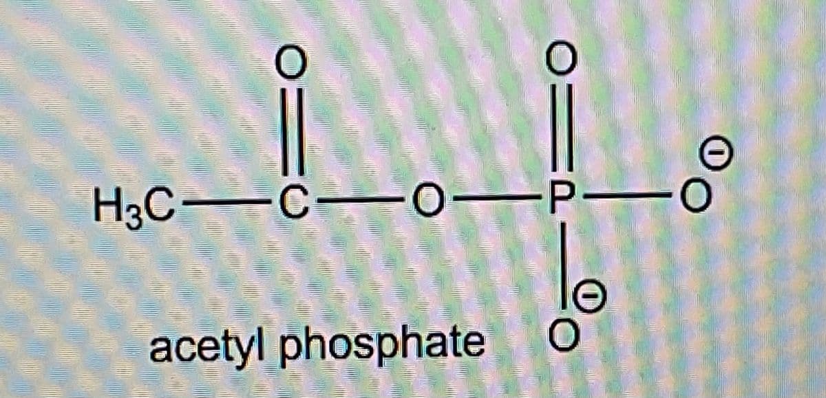 H3C C 0–P
acetyl phosphate
