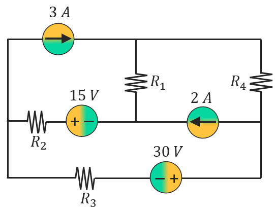 ЗА
R4
2 А
ER
15 V
R2
30 V
R3
