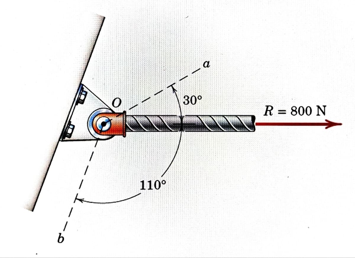 110°
a
30°
R = 800 N