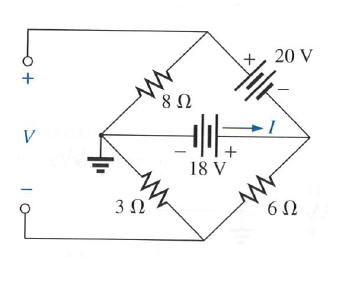 V
Μ
Μ
3 Ω
8 Ω
A|I|
18 V
Μ
+, 20 V
6Ω