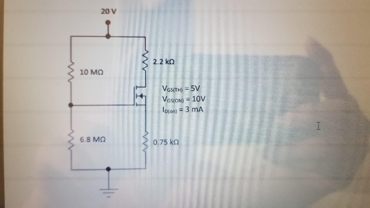 20 V
2.2 kQ
10 MQ
Ves(TH) = 5V
Ves(ON) = 10V
loton)
= 3 mA
6.8 MQ
0 75 k
