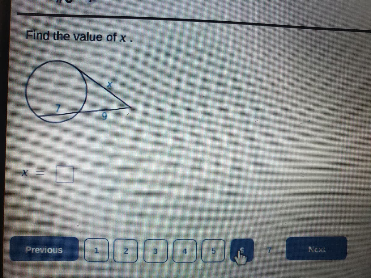 Find the value of x.
Previous
F
N
000