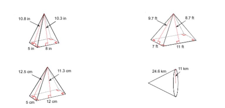 10.8 in
10.3 in
9.7 ft
8.7 ft
5 in
8 in
7 ft
11 ft
12.5 am
11.3 cm
24.6 km
11 km
5 cm
12 cm
