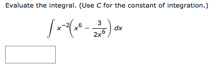 Evaluate the integral. (Use C for the constant of integration.)
dx
