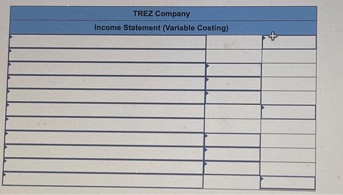 TREZ Company
Income Statement (Variable Costing)
+