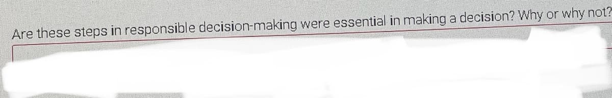 Are these steps in responsible decision-making were essential in making a decision? Why or why not?
