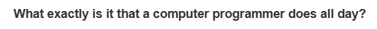 What exactly is it that a computer programmer does all day?