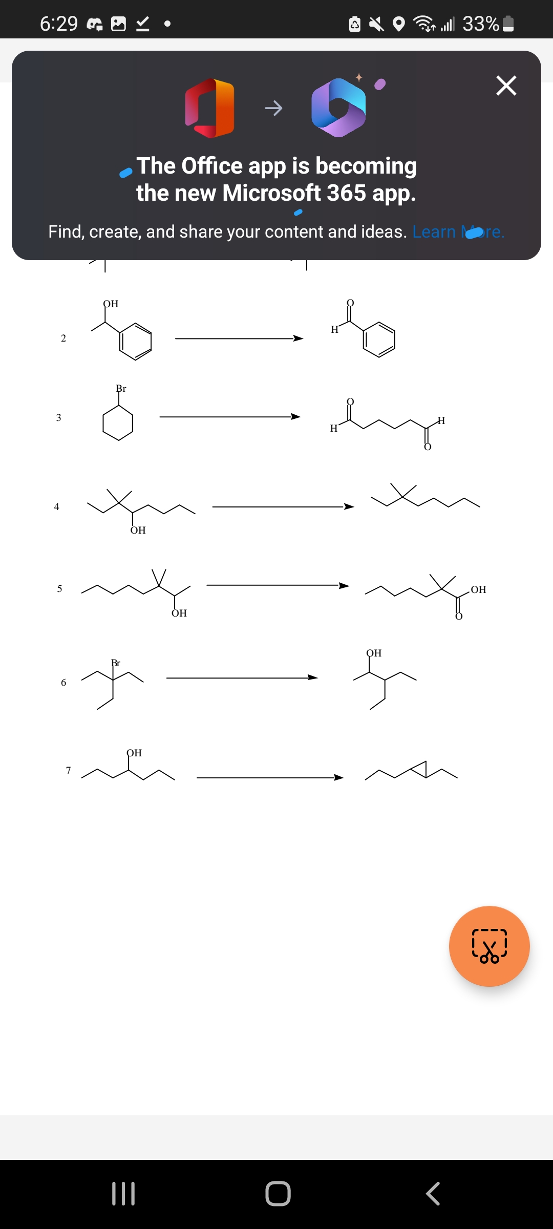 6:29 B
The Office app is becoming
the new Microsoft 365 app.
Find, create, and share your content and ideas. Learn More.
2
3
4
5
6
7
OH
Br
OH
my
+
OH
t
|||
OH
... 33%
OH
X
×
OH