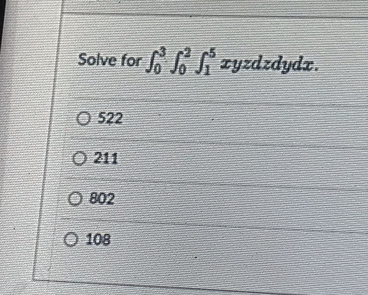 Solve for Szyzdzdydz.
O 522
0211
Ⓒ 802
€108