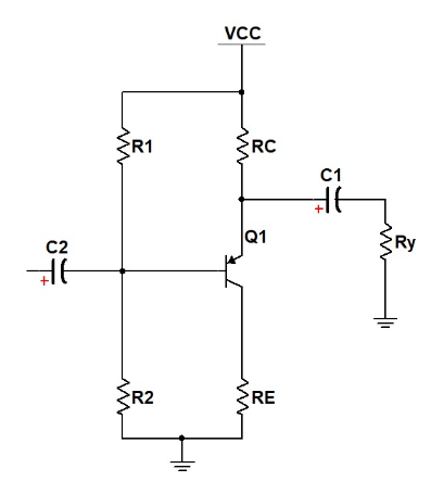 Vcc
R1
RC
C1
C2
Q1
Ry
R2
RE
