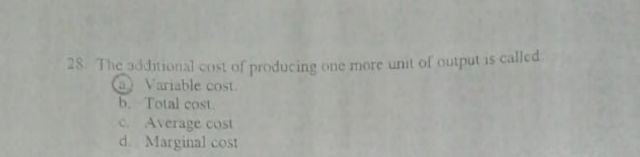 The additional cost of producing one more unit of output is calicu
