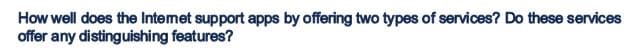 How well does the Intemet support apps by offering two types of services? Do these services
offer any distinguishing features?
