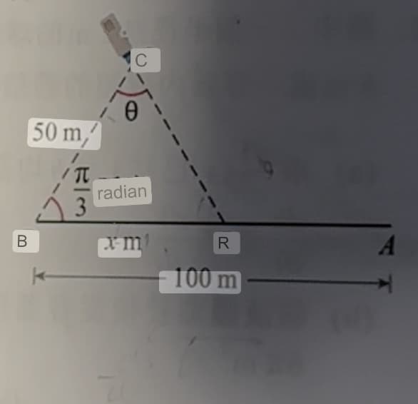 B
50 m,
T
3
C
S
radian
xm
R
100 m
A