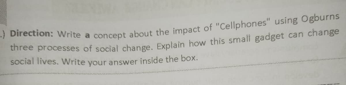 mee processes of social change. Explain how this small gadget can change
social lives. Write your answer inside the box.
