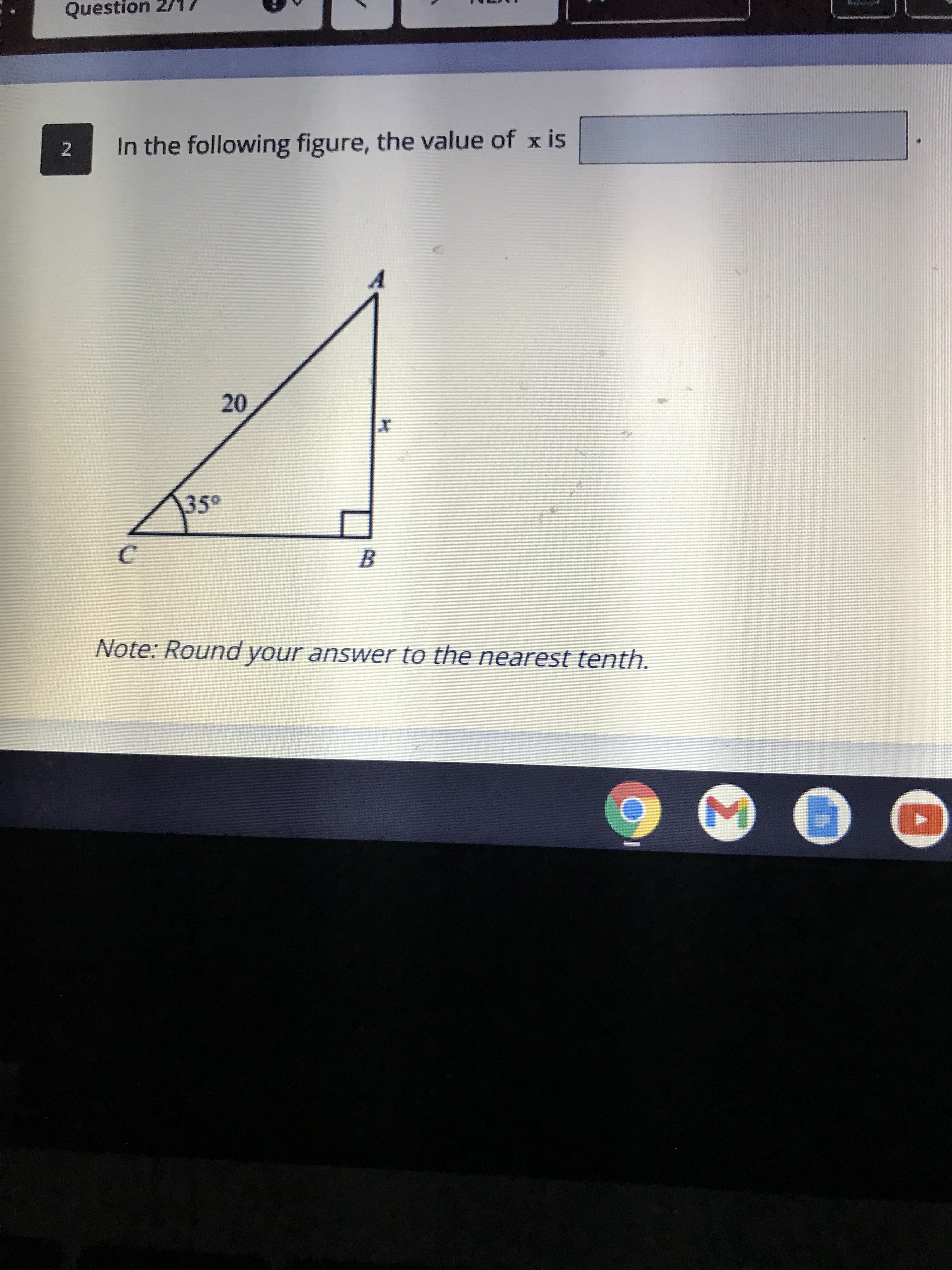 In the following figure, the value of x is
20
35°
C
В
