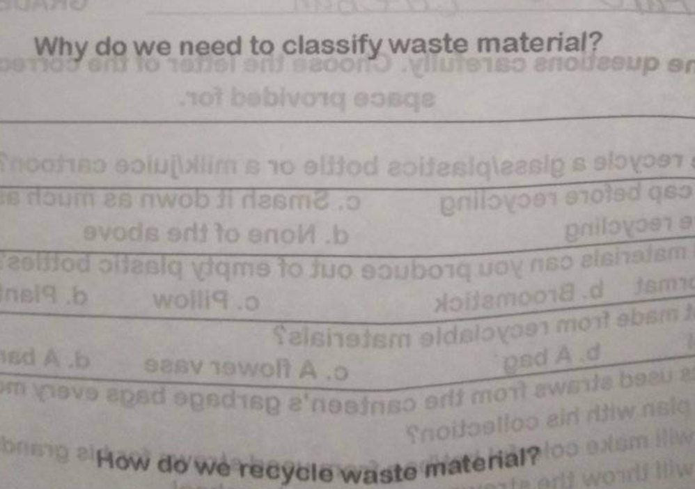 Why do we need to classify waste material?
pomies and to 1019 30 seconds up on
not bebivorq age
Toote soiullim s 10 elitod zoifasiqleasies
e doum es nwob li rasm2.0
soo
priloyo
enoted quo
evods srit to enol.b
grilovoen e
zallod ollasiq yiqme to the sound oy no sisihalem
nel9.b
wolliq.o
Xolamoo18.d tamno
ed A.b
falsinstem oldalovos most ebam t
sasv 19woll A.o
gad A.d
om nove apad opsdisg a'nosinso erit most awaite beau a
Thoitoolloo ein ritiw nalg
bring alHow do we recycle waste material? loo exam illw
all world w