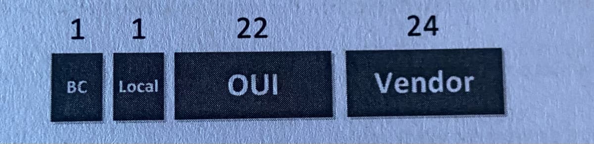 1 1
BC Local
22
OUI
24
Vendor