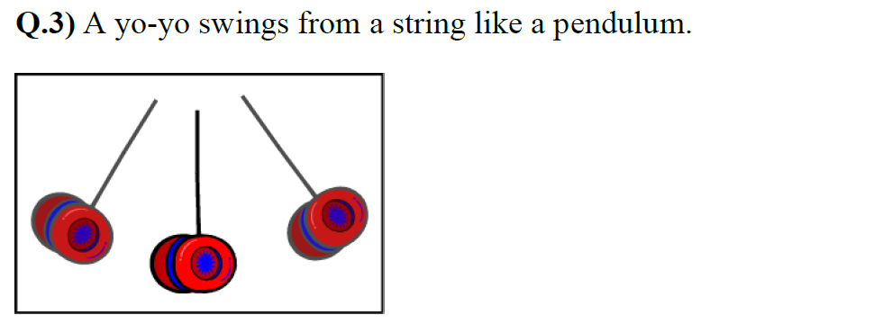 Q.3) A yo-yo swings from a string like a pendulum.
