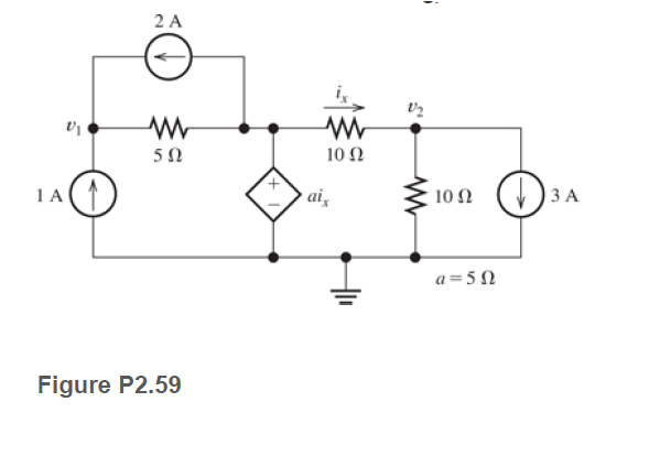 2 A
10 Ω
1A
ai,
10 Ω
3 A
a=5 N
Figure P2.59
