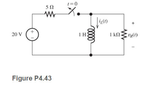 t=0
5Ω
Xo
20 V
1H
1 ΚΩ
Figure P4.43
