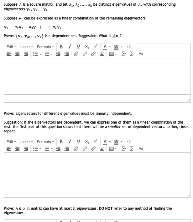 Prove: Eigenvectors for different eigenvalues must be linearly independent.
