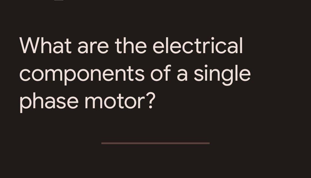 What are the electrical
components of a single
phase motor?