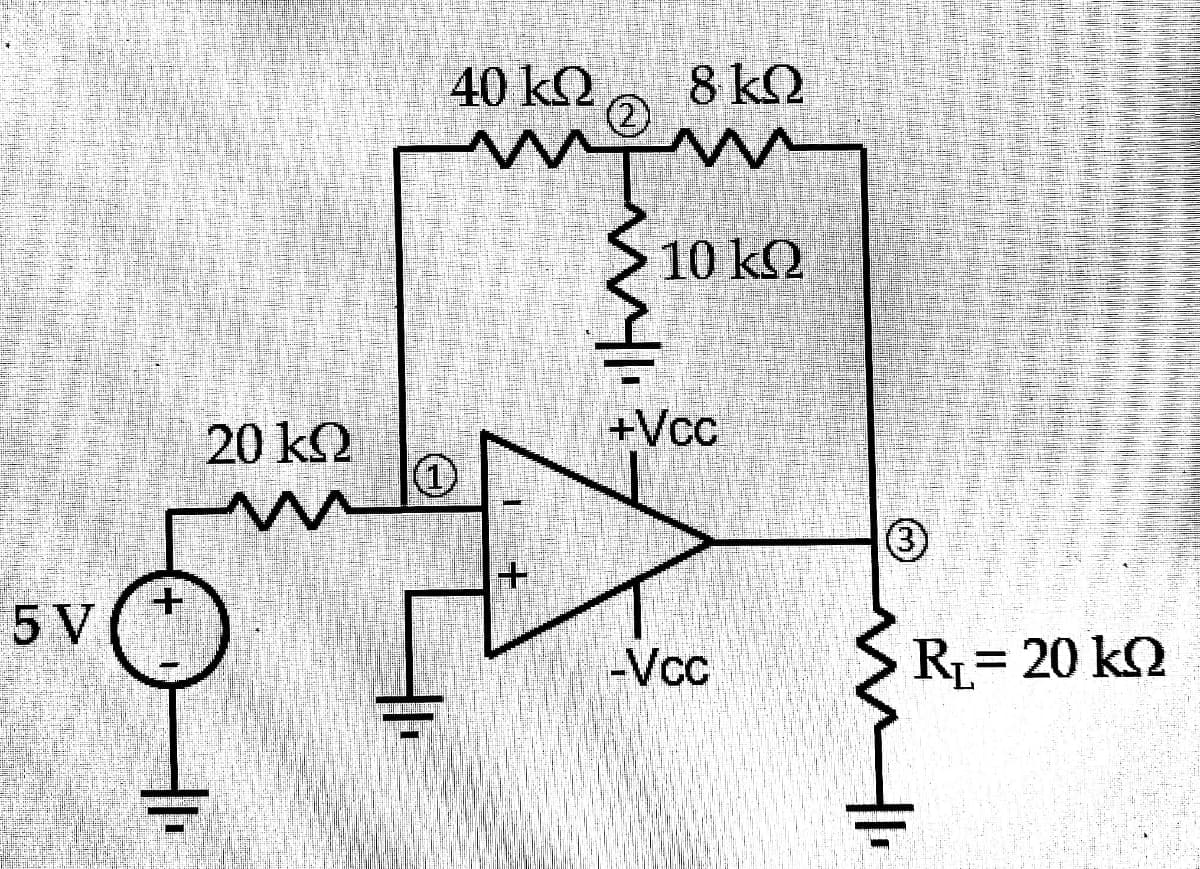 40 kQ
8 k2
10 k2
20 kQ
+Vcc
3)
5 V
-Vcc
RL= 20 k2
