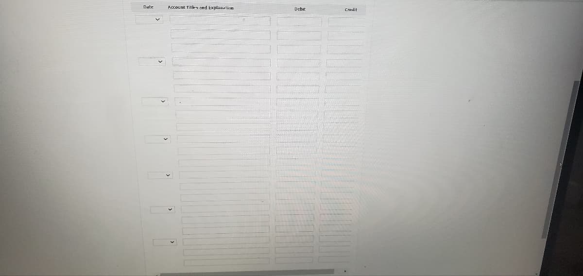 Date
Account Titles and Explanation
Debit
Credit