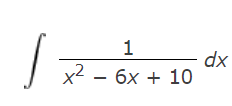 1
x2 − 6x + 10
dx