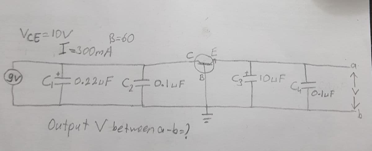 VCE=1DV
B=60
I=300MA
gV
GE0.220F C, 0.1uF
0-luF
Output V betwoena-b-)
