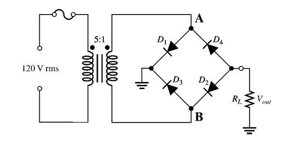 A
D
D4
5:1
120 V rms
,D3
D2
R1
Vout
B
elll
lelll
