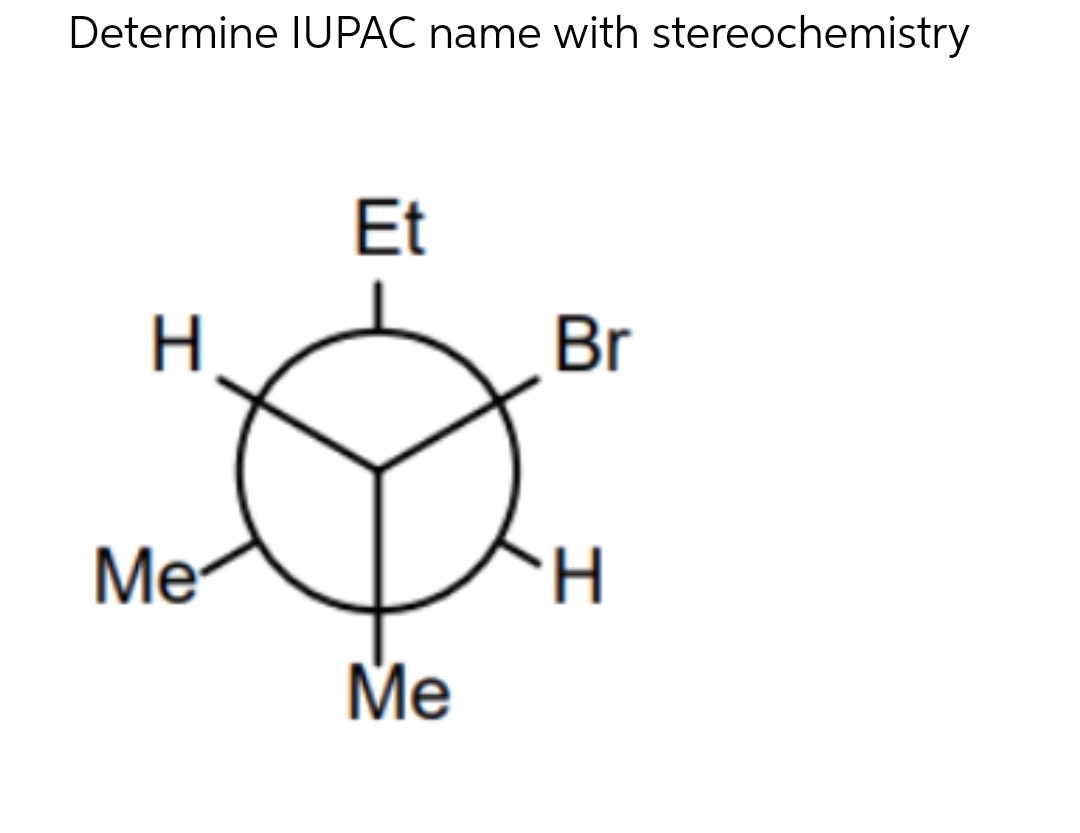 Determine IUPAC name with stereochemistry
H
Me
Et
Me
Br
H