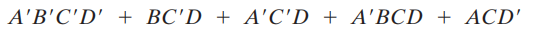 A'B'C'D' + BC'D + A'C'D + A'BCD + ACD'