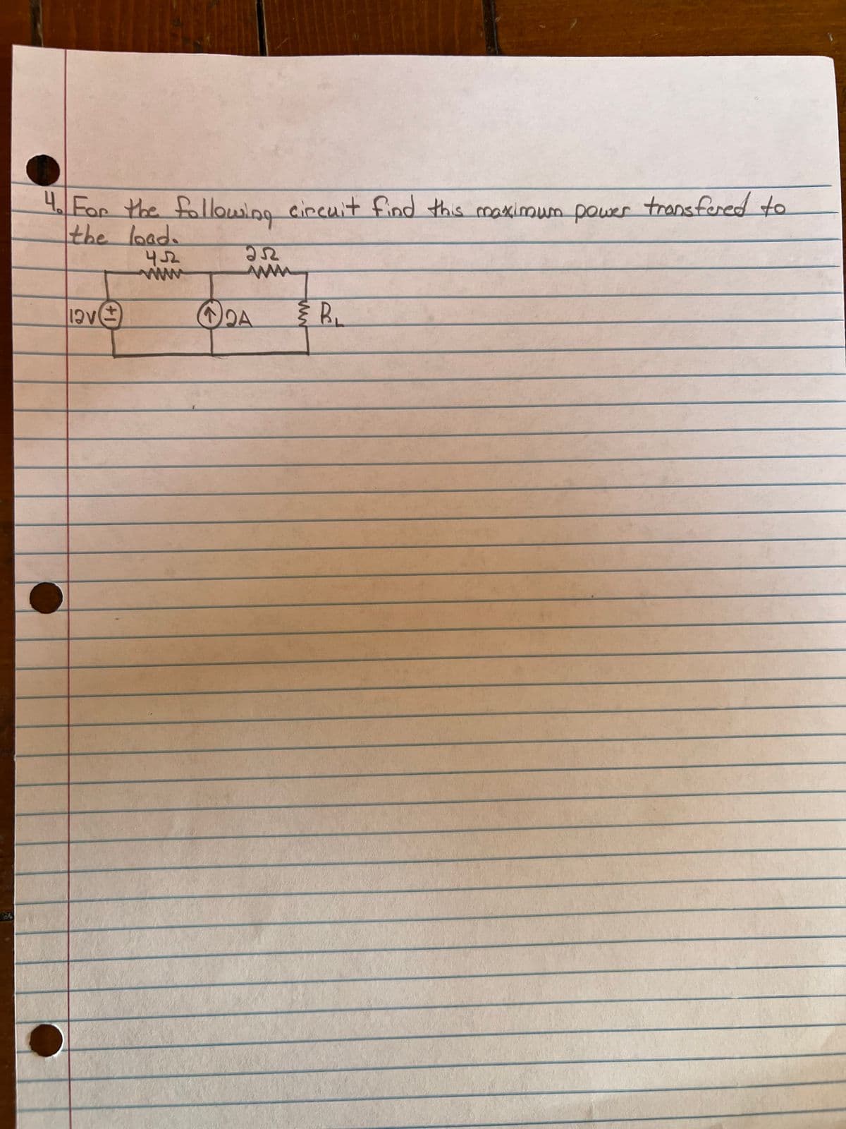 4. For the following circuit find this maximum power transfered to
the load.
ว
lav +
45
www
OPA
{ BL