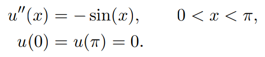 u" (x) = - sin(x),
0 < x < T,
u(0) — и(п) — 0.
