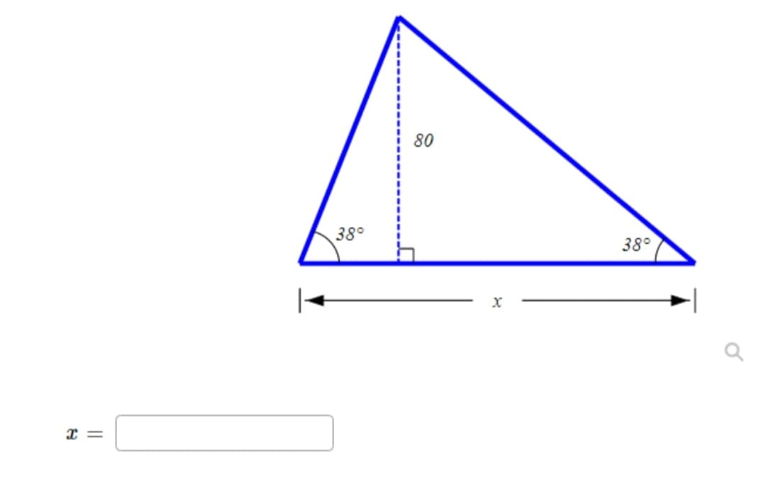 x=
38°
80
38°