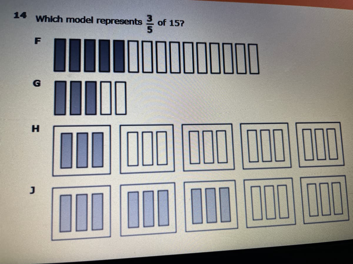 14
Which model represents 2
of 15?
G
00
