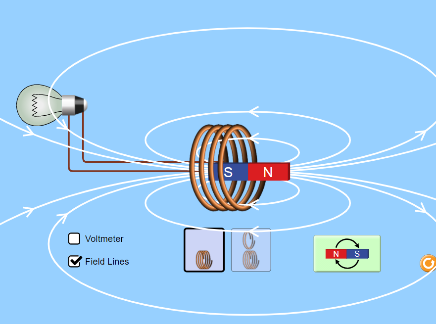 S N
Voltmeter
N S
Field Lines
my
