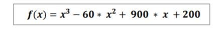 f(x) = x³ – 60 * x? + 900 * x +200
%3D
|
