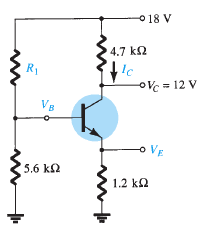 018 V
4.7 k2
Ic
OVc = 12 V
R1
VB
VE
5.6 k2
1.2 ka
