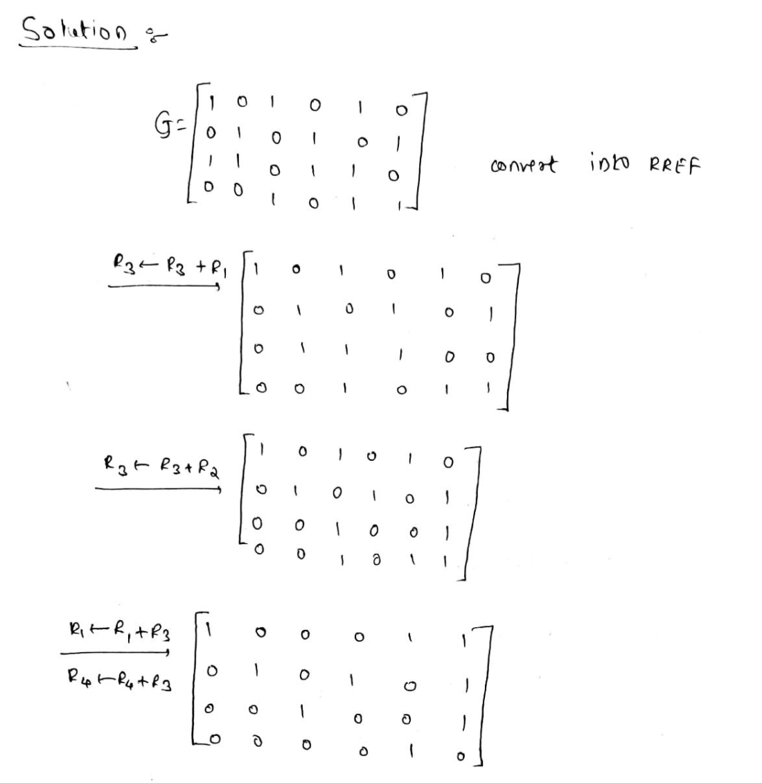 Solution
G-
convest
into RREF
Rgt R3+ RQ
