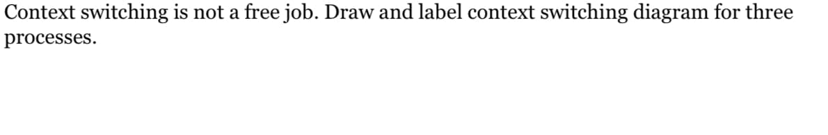 Context switching is not a free job. Draw and label context switching diagram for three
processes.
