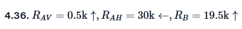 4.36. RAV = 0.5k ↑, RAH = 30kt,RB = 19.5k ↑
