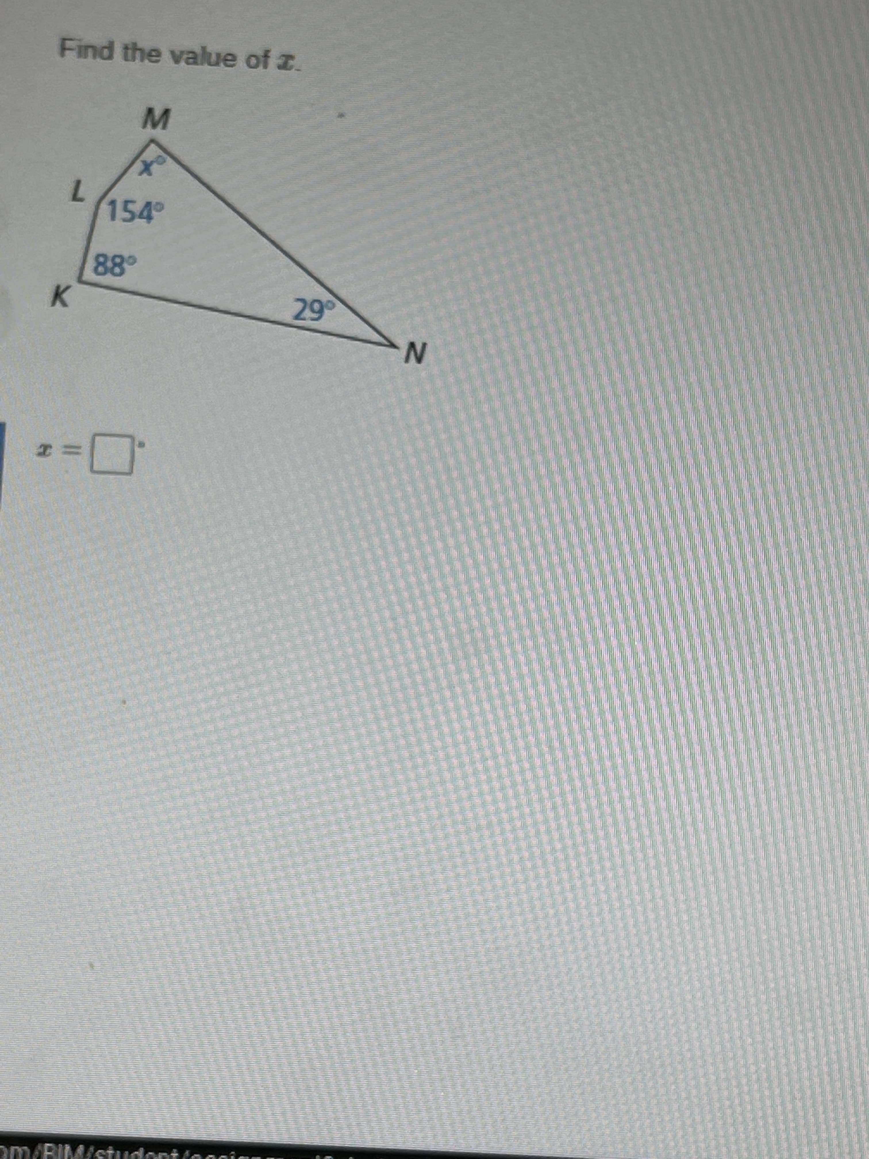 Find the value of z.
7.
154
K.
299
%3D
om BIMistudont(ooni
