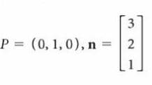 3
P = (0, 1,0), n =
2.
