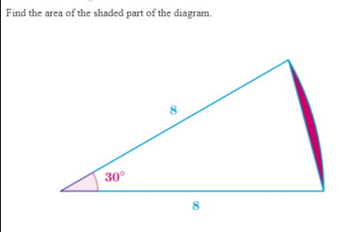 Find the area of the shaded part of the diagram.
30°
8.
