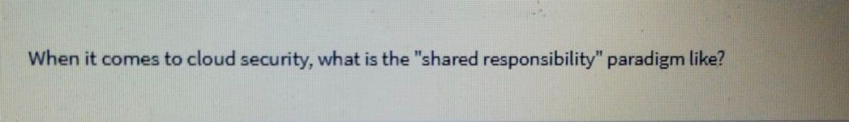 When it comes to cloud security, what is the "shared responsibility" paradigm like?
